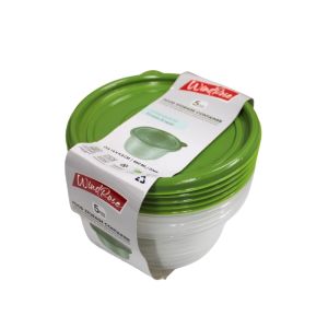 Plastic Food Storage Round Container Purple & Green 5Pc 1 ea 723-2402341