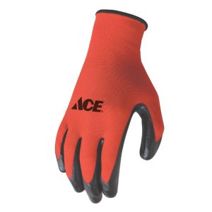Ace Men's Indoor/Outdoor Nitrile Coated Work Gloves Red Large 3Pc 1 Each 6355796