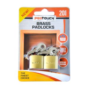 ProTouch Brass Padlocks – 20 mm, 2-Pack (Includes Keys)
