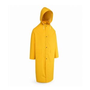 PVC/Polyester Waterproof Rain Jacket W/ Hood - Yellow (Size XL)