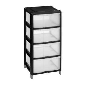 5Five Storage Unit 4 Drawers 39.5x38.5x85cm Black 1 Ea 330757