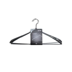 5Five Suit Hanger 2 Set 44.5x3.3x22cm Steel Pvc Grey 1 Ea 330760
