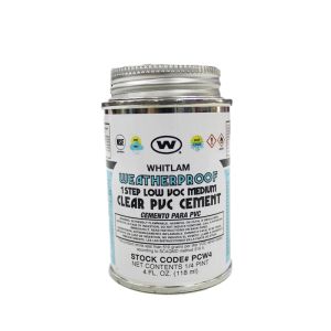 J C Whitlam Weatherproof Medium Voc Pvc Cement 4 Oz Clear 1 Each sW4