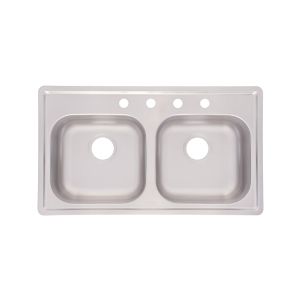 Kindred Stainless Steel Top Mount 33 in W x 19 in L Double Bowls 1 Each 4666483