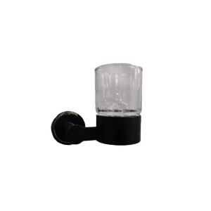 Matte Black Wall-Mounted Tumbler Holder W/ Glass Cup