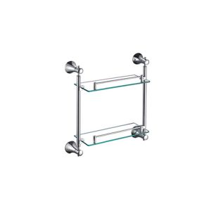 Chrome 2-Tier Wall-Mounted Glass Bathroom Shelf