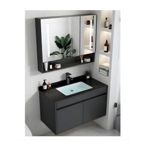 Wall Mounted Vanity Combo 90cm LED Mirror & Matte Black Finish