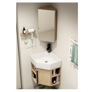 Wall Mounted Vanity Combo W/ Corner Design with Mirror & Storage