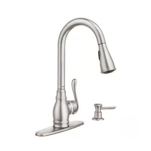  Kitchen Faucet W/ Soap Dispenser-Brushed Nickel Pull-Down