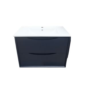 Waterproof PVC Cabinet with Backboard  Wall Mounted 2 Drawers Navy Blue P62-750