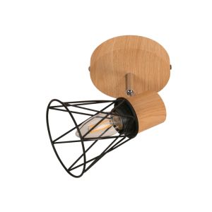 Lumicentro Lamp Reflector Ceiling 1L E27 40W Black And Wood 1 Ea 21 22608-2