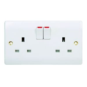 Carl & Gilbert Cronexrabo 2 Gang Switched Socket Outlet Flatplate White CXE7025