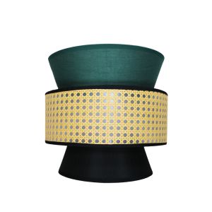 Rattan & Fabric Cylindrical Wall Light Blk/Grn D300*H300  1 Ea SKD-W1056