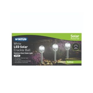 Status Led Solar Ball Light 8cm 3pk SYDNEYSC3PK6