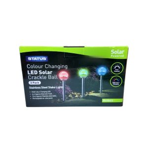 Status LED Solar Crackle Ball Lights 3pk 1Ea BUNBURYSSC63PK6