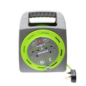Status 13a 2 Socket Cable Reel 15m Green S15M2SHBCR1PK2