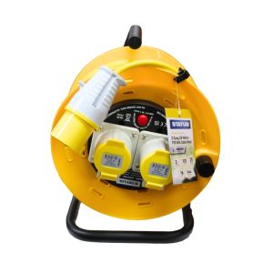 Status 16a 2 Socket 110v Cable Reel 25m Yellow 1Ea S25M-110VOLT-CR1