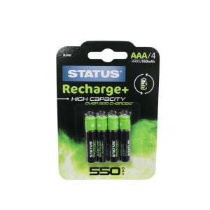 Status Recharge AAA x 4pc High CapacityBatteries 550mah SRNIMHAAA5504PK