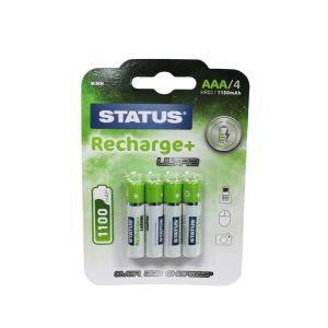 Status Recharge AAA x 4pc Batteries 1,100mah SRNIMHAAA11004PK
