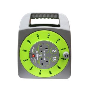 Status 2 Socket Cable Reel 18m Grey/Green 1Ea S18M2G13ACR4
