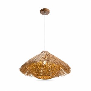 Bohemian Rattan Pendant Light with Straw Fringe 1xe27 1Ea 955WOODY1