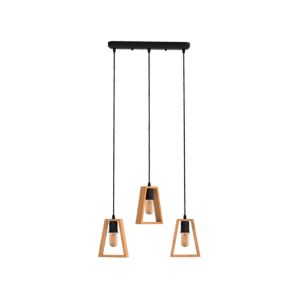 3-Light Wooden Pendant Fixture Black-Wood 3xe27 1Ea 955RONNY3