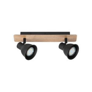 August Hams Dual Spotlight Ceiling Light W/ Wood Accent, Black 2xgu10 955RIKO2