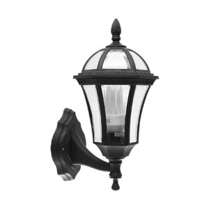 Outdoor Wall Lantern – Upward Mount, IP44, Black (1 × E27)