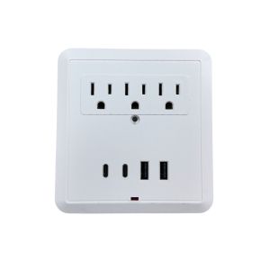 Multi-Outlet Wall Receptacle with USB Ports – White