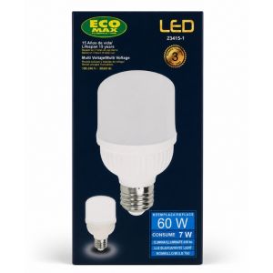 EcoMax LED Bulb T60 7W E27 Cool White
