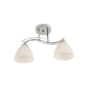 2-Light Semi-Flush Mount Ceiling Fixture – Chrome Finish W/ Frosted Glass Shad