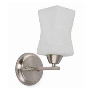 Wall-Mount Indoor Light Sconce – Brushed Nickel w/ Frosted Glass Shade