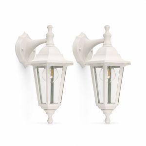 Outdoor Wall Lantern Lamp 40 W – White (2-Piece Set)