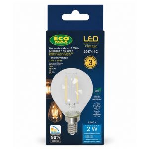 EcoMax Vintage LED Filament Bulb G45 2W E14 Daylight White