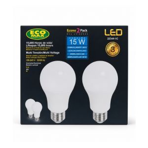 LED Light Bulbs A60 15W Cool White E27 - 2 Pk