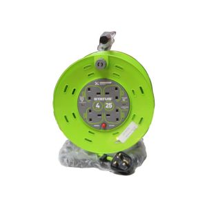 Status 4 Socket 13A Cable Reel 25M/82ft Green 1 Each S25M13ACR2