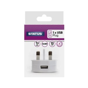 Status Usb Power Adaptor White 1 Each S1USBPLUG1PK4