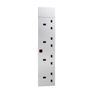 4-Gang 13A Trailing Extension Socket- White