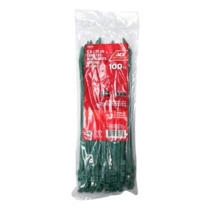 ACE Green Cable Ties – 8 in (20 cm), 100 Pack