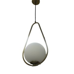 Pendant Light Iron and Glass White/Gold 1 Each OGS-GPL145I