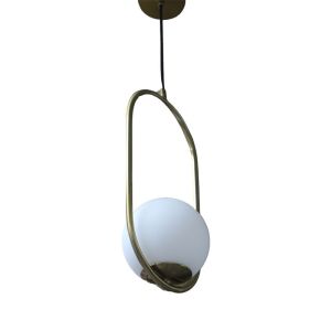 Pendant Light Iron & Glass White/Gold 1 Each GPL145J