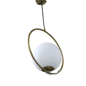 Pendant Light Iron & Glass With Circle Ring white/Gold 1 Each OGS-GPL145K
