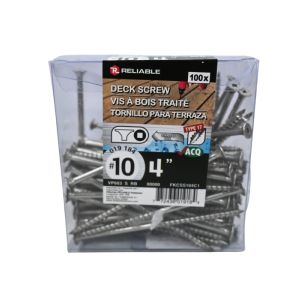 Reliable Stainless Steel Deck Screws #10 x 4