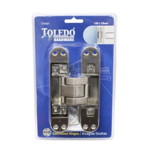 Toledo Concealed Hinges 140x30mm Satin Nickel 1Ea TCH601