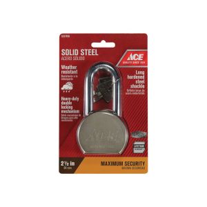 Ace Double Locking Long Shackle Padlock 2 1/2 In Steel 1 Each 5237466