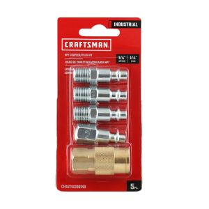 Craftsman Brass/Steel Industrial Air Coupler and Plug Set 1/4 in. 5 pc.1002880