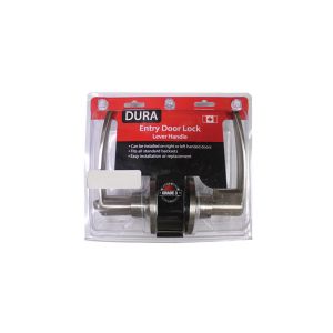 Dura Entry Lock Straight Lever Satin Nickel 65mm
