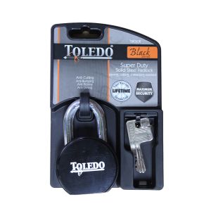 Toledo Solid Steel Padlock 63.5mm Black 1 Each T-TBK90R