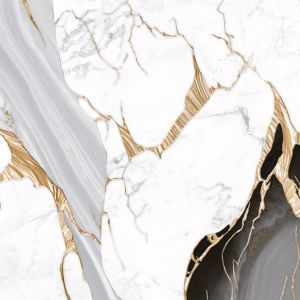 Cinza Gold Marble Effect Ceramic Tile 45x45cm ( 18
