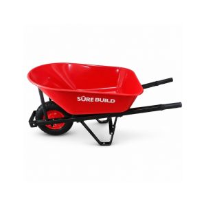 Sure Build 7 Cu Ft Wheelbarrow Steel Tray Red